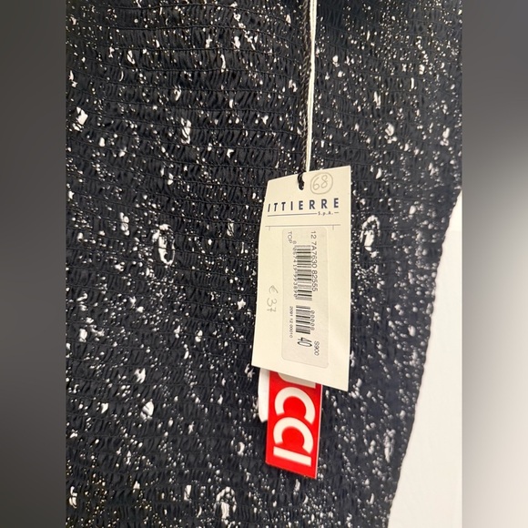 Fiorucci Women’s Black And White Speckled Ruched Tank Top Size 26 NWT - Picture 3 of 5